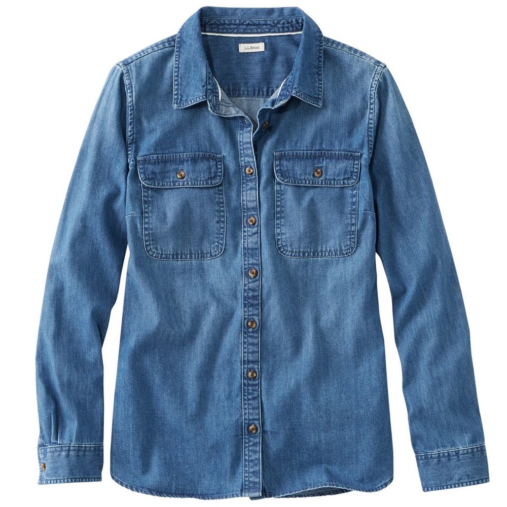 NWT LL Bean Heritage washed denim shirt size M